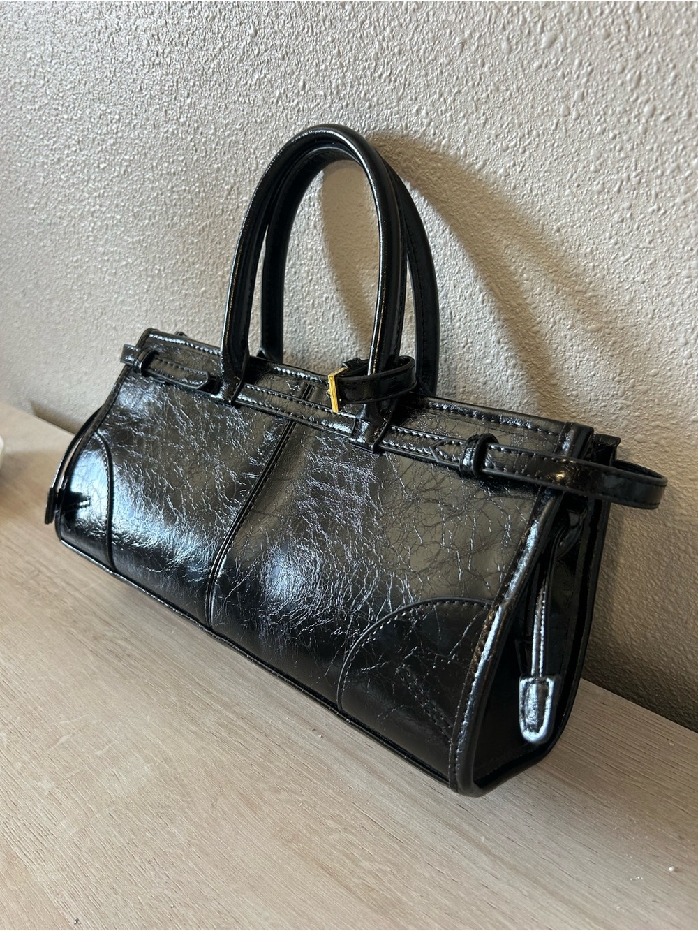 Prada Black Patent Leather Satchel with Gold Hardware - Picture 4 of 7